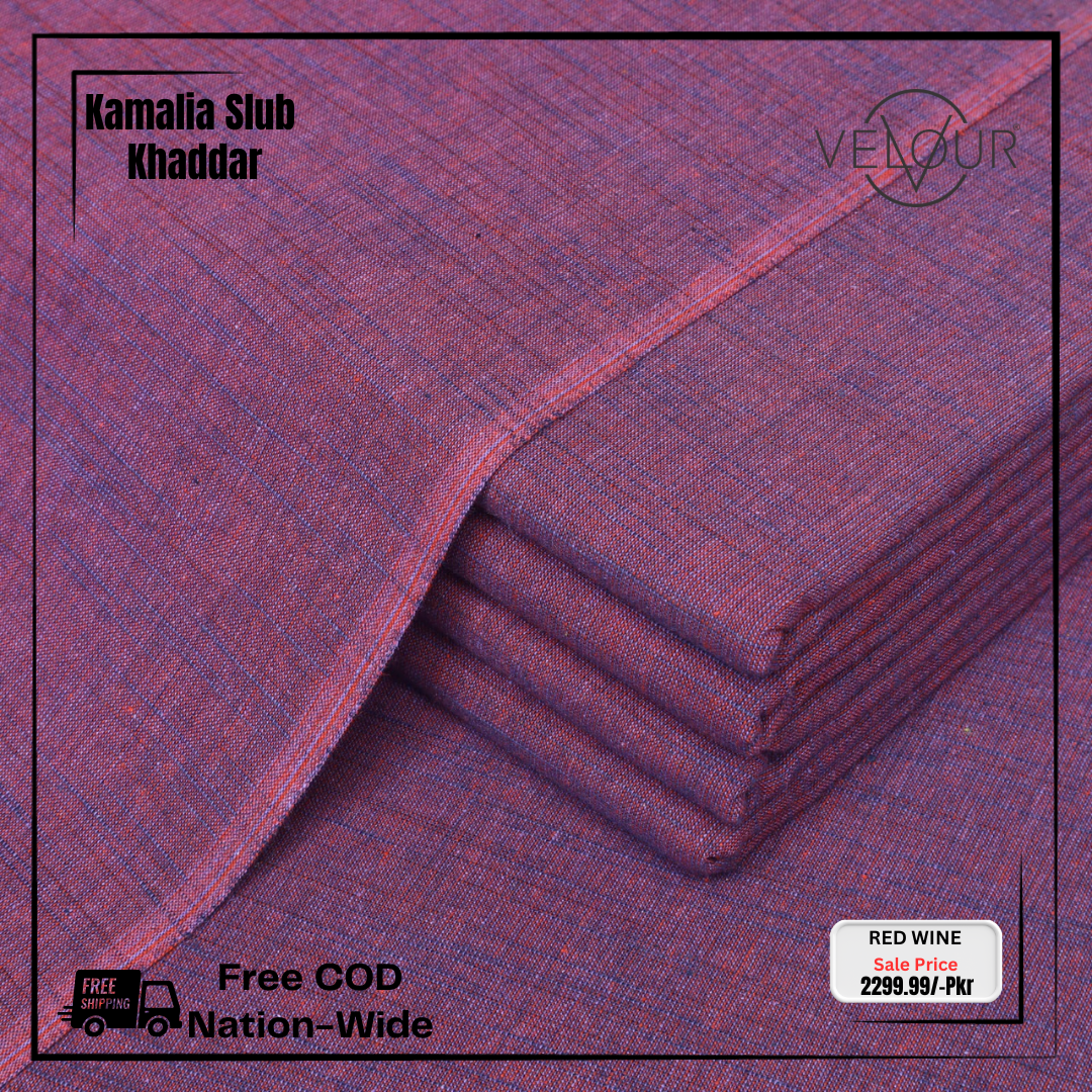 SLUB WINTER KAMALIA KHADDAR- RED WINE