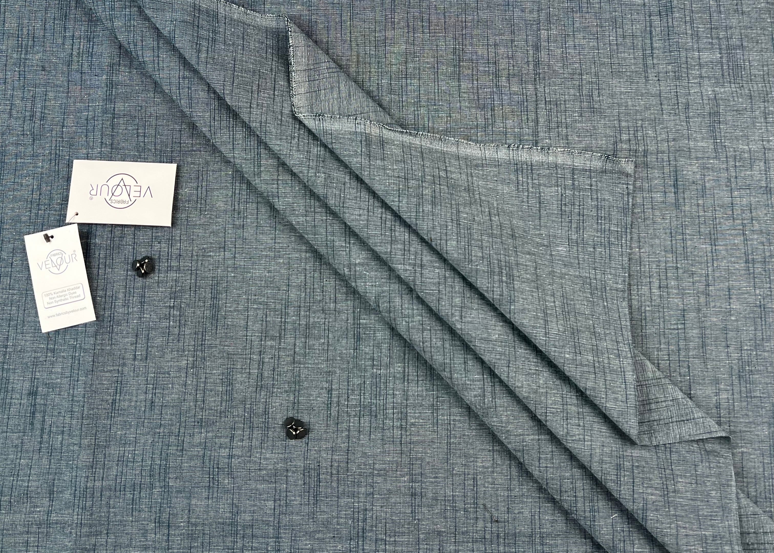 SLUB WINTER KHADDAR- DARK TEAL GREEN