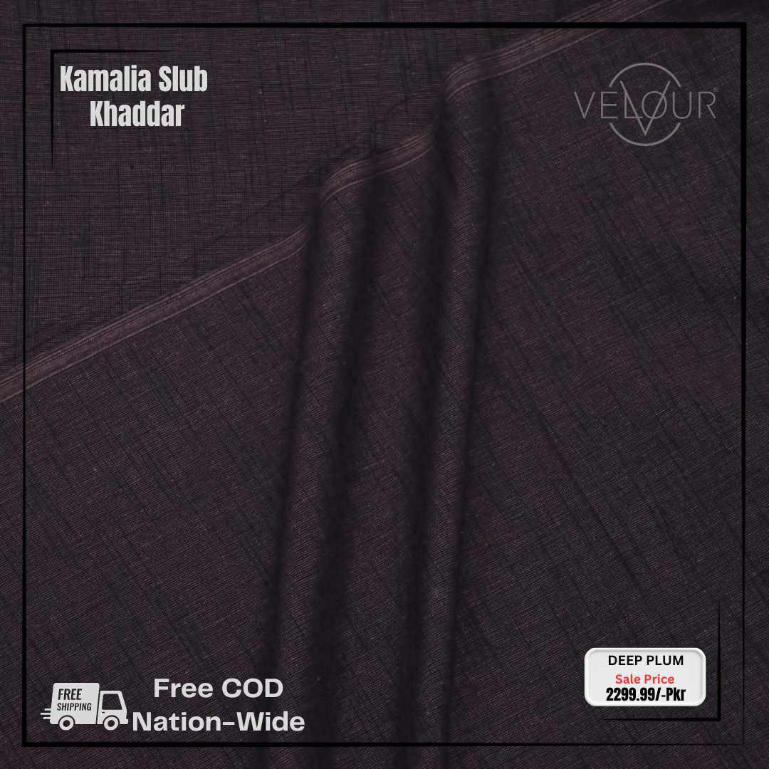 SLUB WINTER KAMALIA KHADDAR- DEEP PLUM