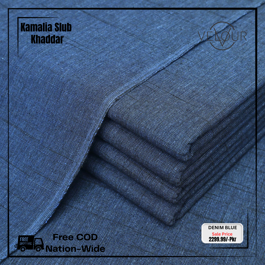 SLUB WINTER KAMALIA KHADDAR- DENIM BLUE