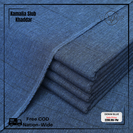 SLUB WINTER KAMALIA KHADDAR- DENIM BLUE